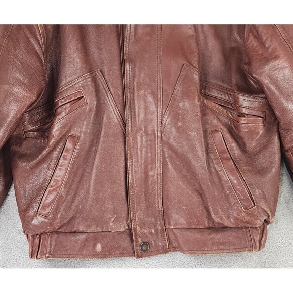 Telegraph by Cooper Leather Jacket Mens Size 40 Brown Full Zip Vintage Bomber - Picture 8 of 16